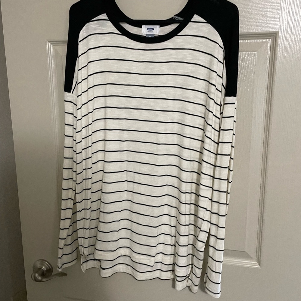 Black and Off White Striped Shirt